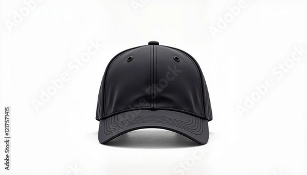 Obraz Minimalist black cap mockup on plain white background, professional display