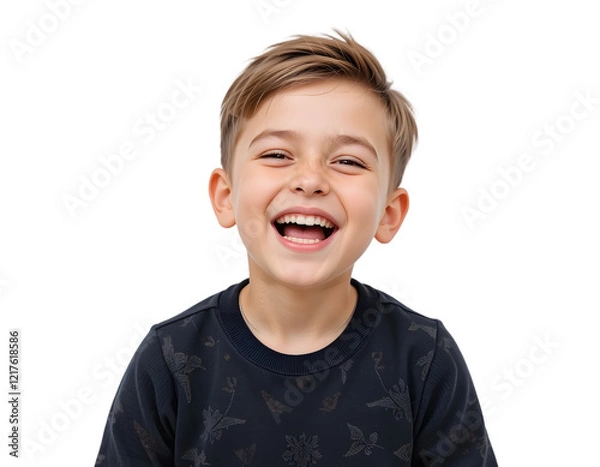 Fototapeta PNG, Happy boy smiling and laughing, isolated on transparent background