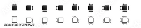 Fototapeta Illustration square size. Length cube sign. Corner square. Simple size square icon in vector design style
