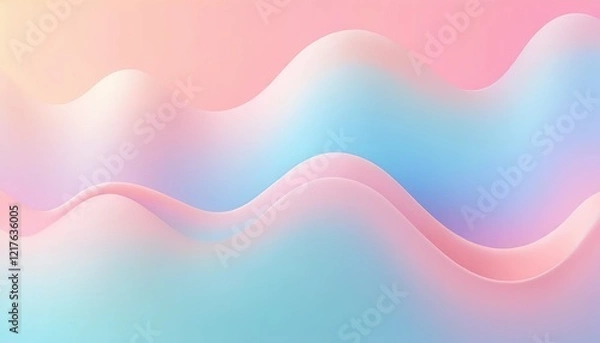 Fototapeta Abstract clear blue sky. Pastel rainbow. Light blue, pink and yellow color vector banner. Pastel gradient sky pattern. Blurred light fuzz colorful gradient background. 8k soft horizontal backdrop