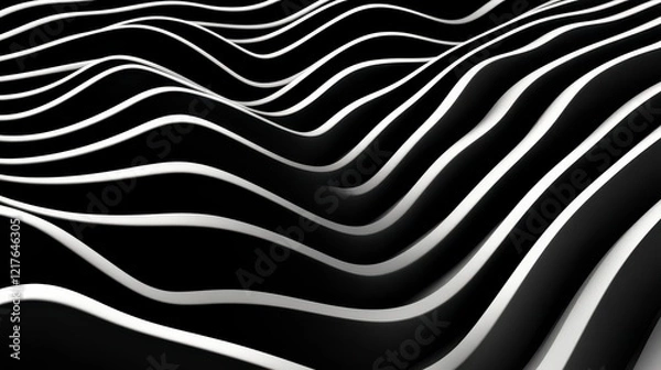 Obraz Abstract Black And White Undulating Wave Pattern