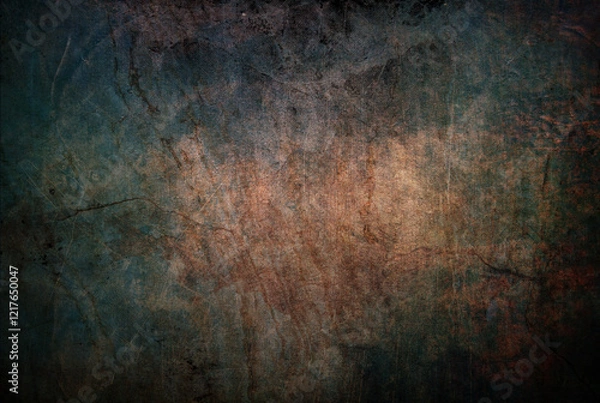 Obraz Detailed retro upholstery fabric texture background in brown green orange colors