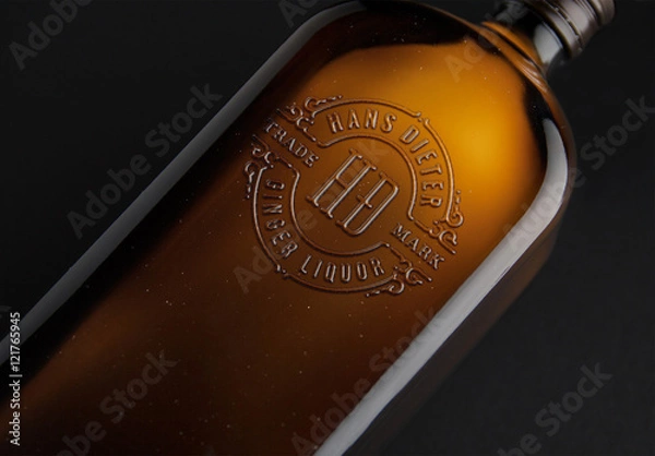 Fototapeta Embossed Logo Mockup on Bottle