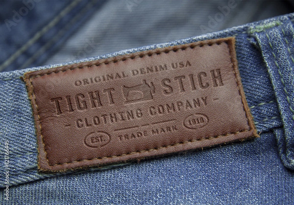 Obraz Leather Label Embossed Mockup