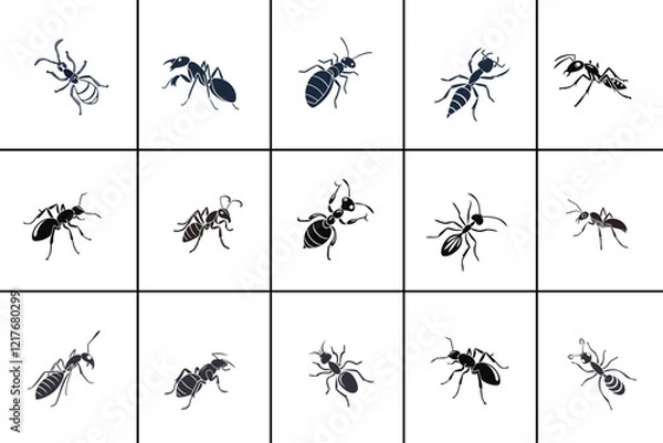 Obraz Ant Silhouette vector Collection set design