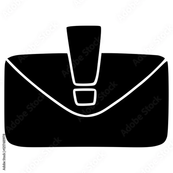 Fototapeta new message notification with exclamation mark hand drawn doodle glyph icon