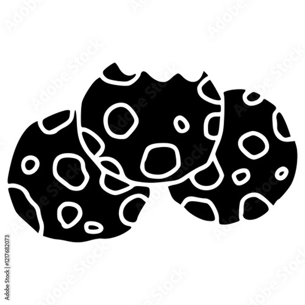 Fototapeta stack of cookies with bite mark hand drawn doodle glyph icon