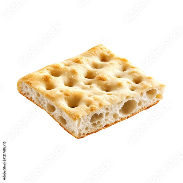 Fototapeta A delicious focaccia bread isolated on a white transparent background, Italian bread, usually flavored with olive oil and herbs.