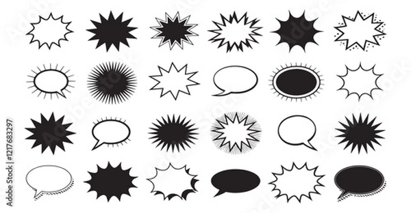 Fototapeta Black speech bubble collection. Set of speech bubble. Speech bubble comic