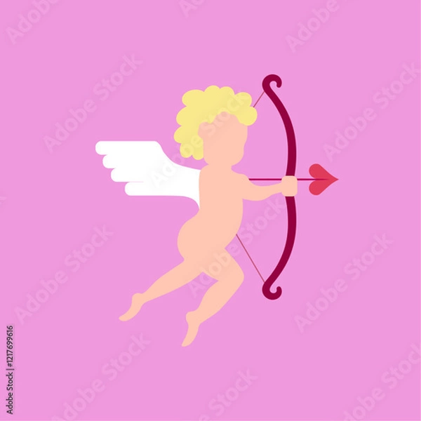Fototapeta Minimalist Cupid Vector Illustration with Bow and Heart Arrow – Valentine’s Day Design