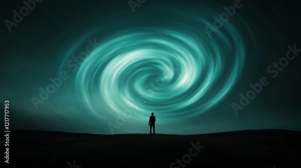 Fototapeta Mysterious spiral vortex in dark sky at night
