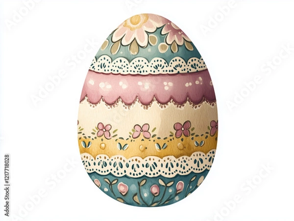 Obraz Decorated Easter egg with floral and lace patterns.