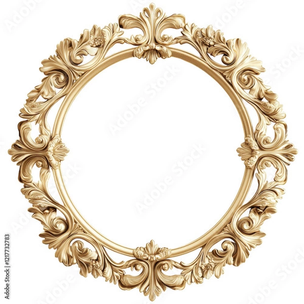 Fototapeta Elegant gold frame in classic baroque style designed for showcasing artwork or photographs in a refined setting, Gold frame for a picture in a classic baroque style on a transparent background