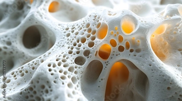 Fototapeta Detailed 3D Representation of Osteoporosis with Emphasis on Microscopic Changes Across Four Stages