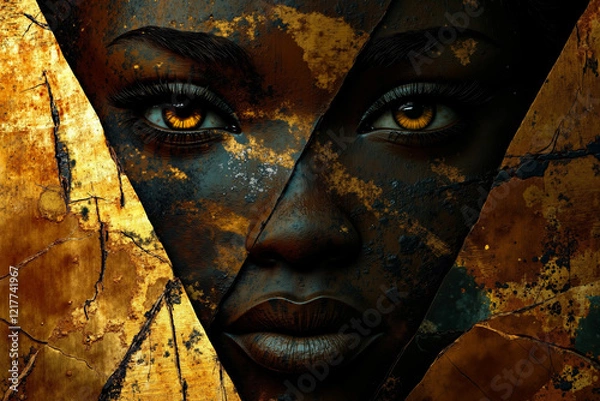 Fototapeta A close up of a woman's face with yellow eyes