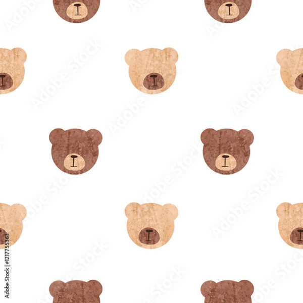 Obraz Teddy bears heads seamless pattern. Vector print for kids	