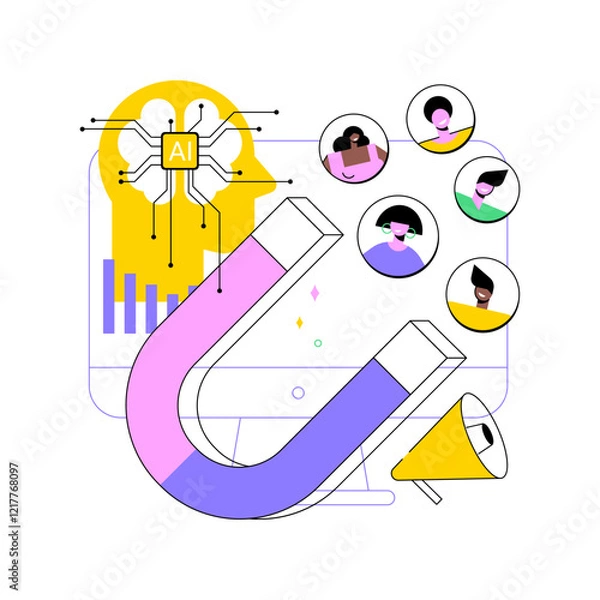 Obraz AI-Driven Customer Engagement Analytics abstract concept vector illustration.