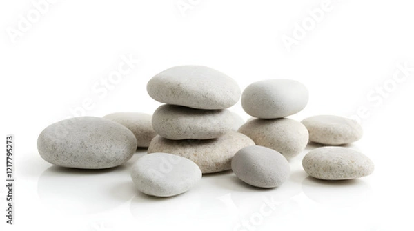 Fototapeta rocks and stones set on white background	