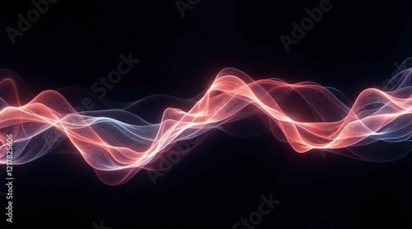 Fototapeta Abstract glowing waves, smooth color gradient from warm to cool, dark backdrop, luminous fluid streams, dynamic energy lines, vibrant design, technological, futuristic, modern art.