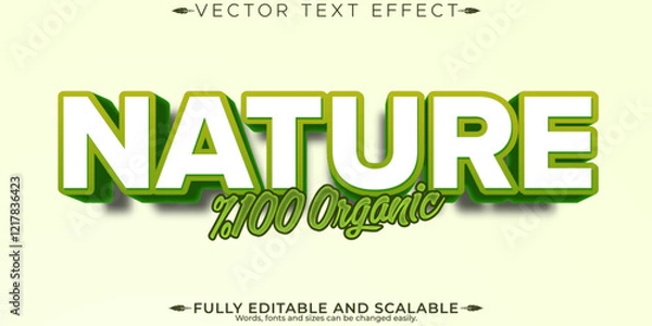 Fototapeta Organic green text effect, editable natural and fruit text style