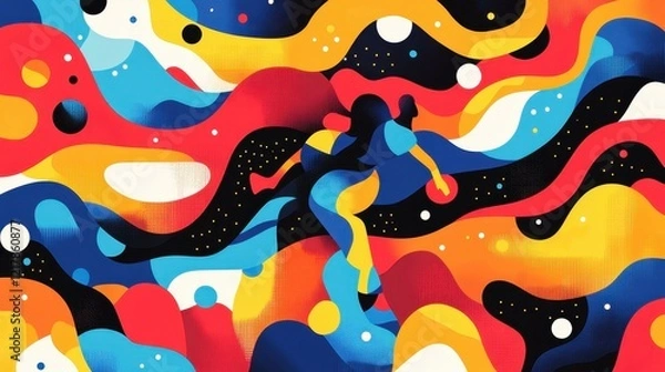 Obraz Bold and vibrant neon abstract design perfect for showcasing speed and movement in sports advertising and events.