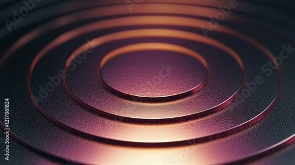 Fototapeta An artistic close-up of concentric circles with a radiant glow, showcasing a luxurious texture that draws the eye. The warm color gradient enhances its elegance.