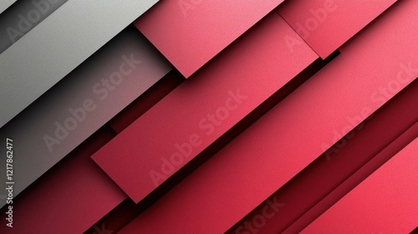 Fototapeta An abstract image featuring layered red and grey panels, creating a modern and textured appearance reminiscent of contemporary design.