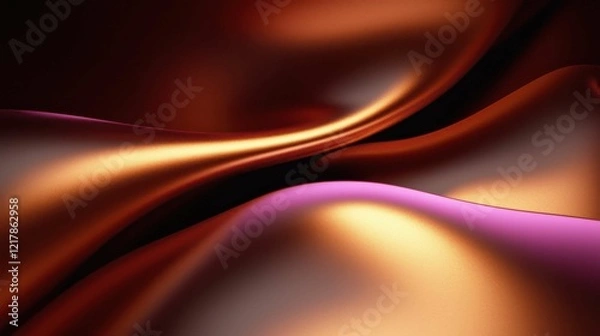 Fototapeta A smooth, flowing fabric texture in warm shades of orange, copper, and pink, creating a luxurious and radiant appearance.