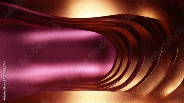 Fototapeta An artistic composition showcasing vibrant curves in shades of pink and bronze, creating a luxurious and radiant effect.