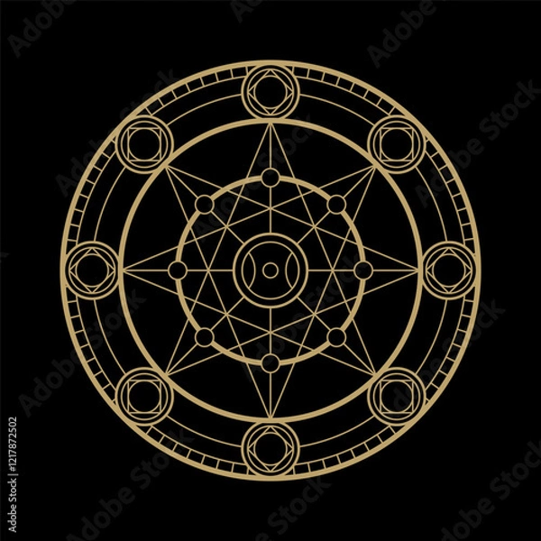 Obraz mysterious golden magical circle logo abstract