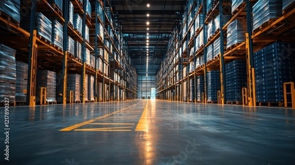 Fototapeta A modern logistics park offering flexible spaces for businesses, fostering collaboration and efficient distribution with high-tech storage solutions
