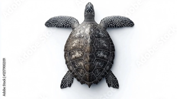Fototapeta Majestic Sea Turtle Isolated Wide Angle Centered Composition