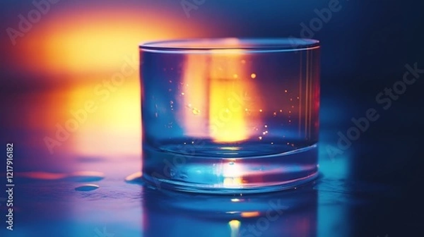 Obraz Vibrant colors illuminate a glass of water subtly reflecting the warm light. AI Generated