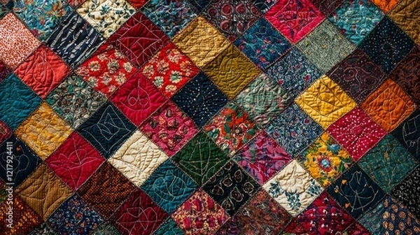 Obraz Exploring the patterns of artistic interpretation of indian kantha stitch in contemporary art