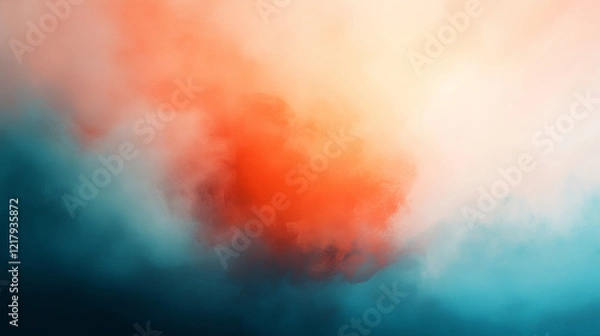 Fototapeta abstract artwork featuring blend of soft colors, including orange and teal, creating dreamy atmosphere. artistic overlay adds depth and intrigue.