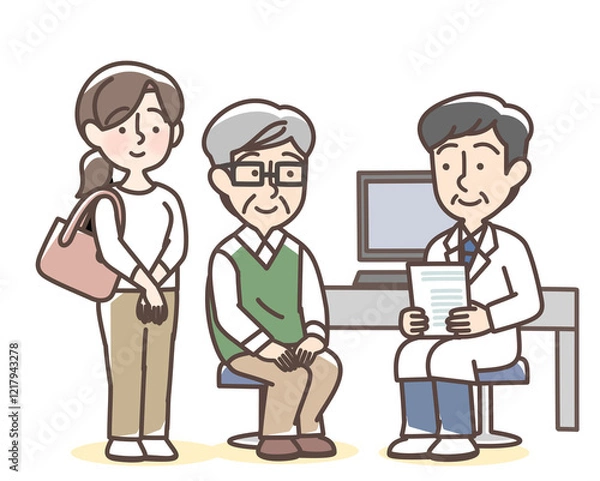 Obraz 診察を受けるおじいさん