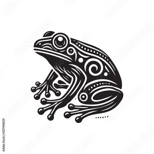 Fototapeta Black Color Frog silhouette design Vector Illustration, Solid White Background (8).eps