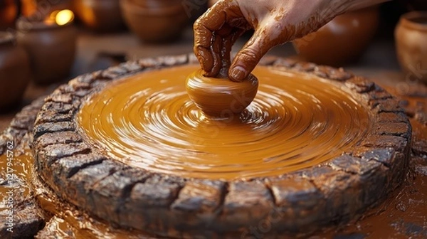 Obraz Ancient Pottery Making: A Hand in Clay