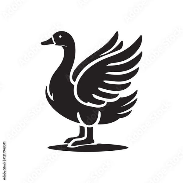 Fototapeta Black Color Goose silhouette design Vector Illustration, Solid White Background (9).eps