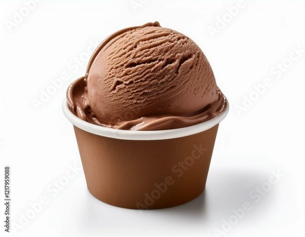 Fototapeta chocolate ice cream or gelato in a paper cup isolated on white background