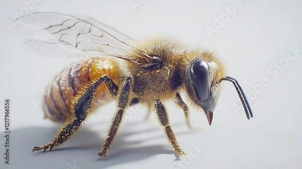 Fototapeta Magnificent Honeybee Close-Up: A Detailed Look at Nature's Tiny Pollinator