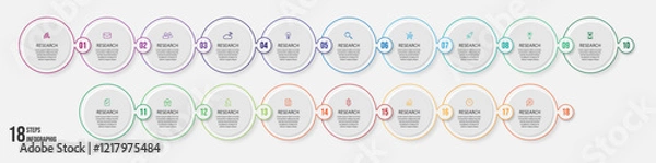 Fototapeta simple infographic vector with 18 interconnected parts, there are icons, numbers and colors that are good for your business