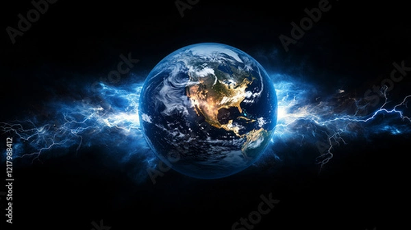 Fototapeta Earth with lightnings