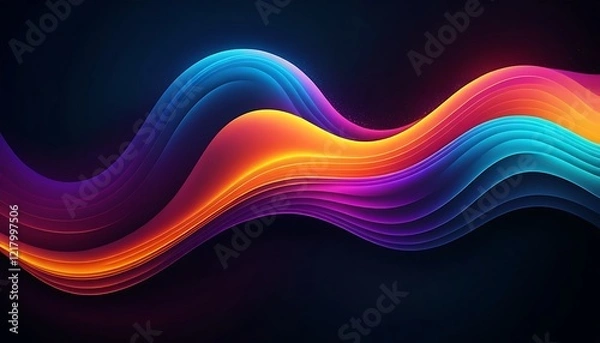 Fototapeta Abstract Colorful Waves Flowing Dynamically Across Dark Background