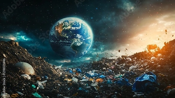 Obraz Earth Drowning in Plastic Waste - A Warning Sign