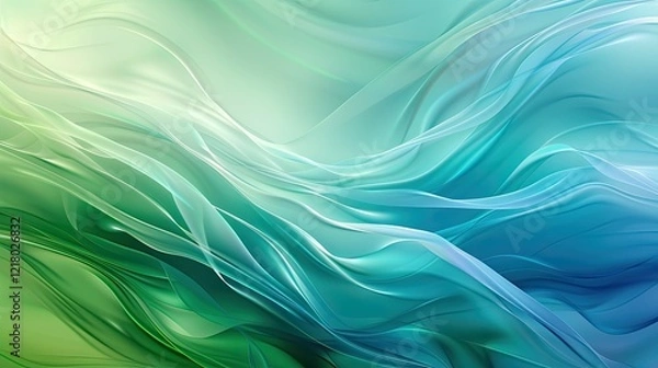Fototapeta A smooth, flowing abstract design in shades of blue and green, evoking tranquility.