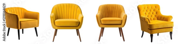 Fototapeta Luxurious velvet armchairs with plush upholstery and sleek contemporary designs perfect for creating cozy and inviting living spaces offices or hotel lobbies