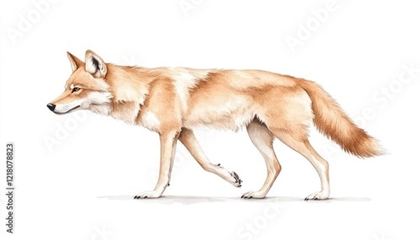 Fototapeta A realistic illustration of a walking fox showcasing its natural grace and agility