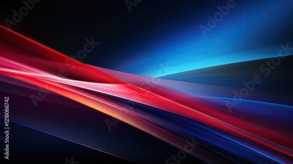 Fototapeta Abstract design featuring vibrant red and blue waves on a dark background.