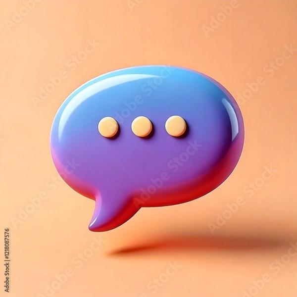 Fototapeta A 3D chat bubble with a rounded shape